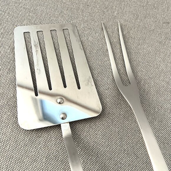 CUTCO BBQ Grill Tools Set 20" Long Spatula Fork 1706 1707 Classic Brown Swirl - Picture 4 of 5